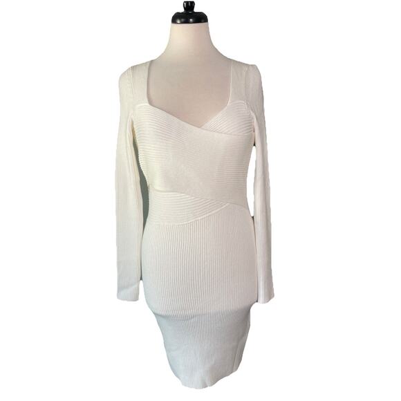 Abercrombie Ribbed Sweater Dress Mini Beige Size Medium NWT - Picture 1 of 6